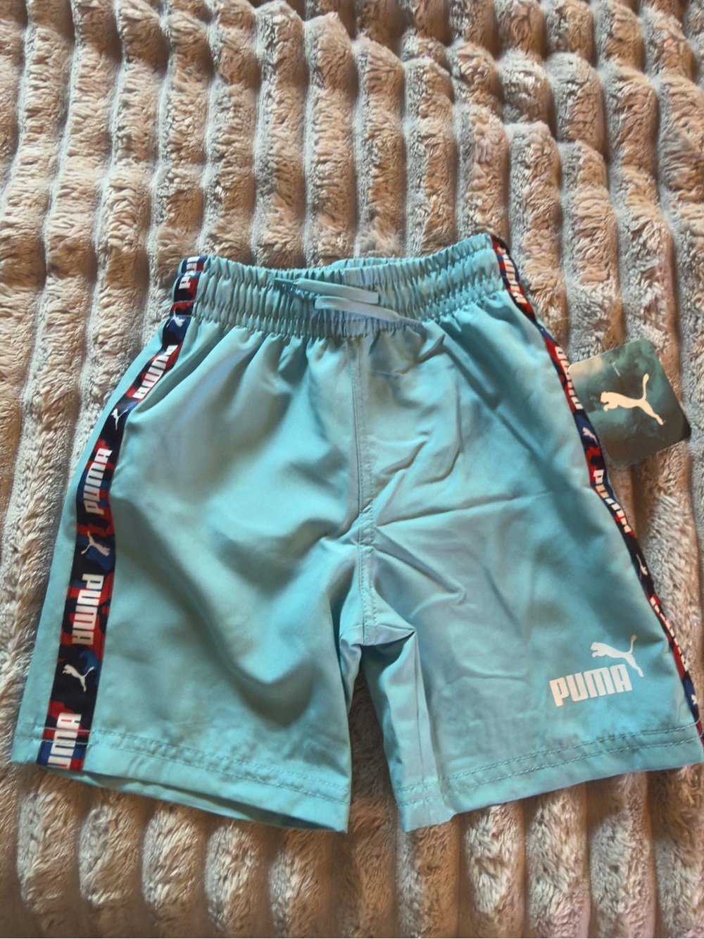 Puma Boys Aqua Swim Trunks with Logo Side Tape